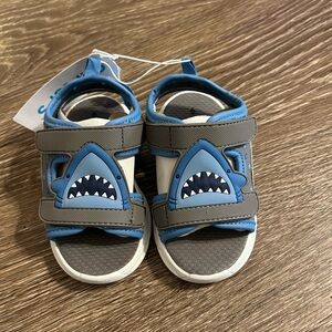 Carter's Blue and Gray Shark Sandals Velcro Closure size 4 toddler